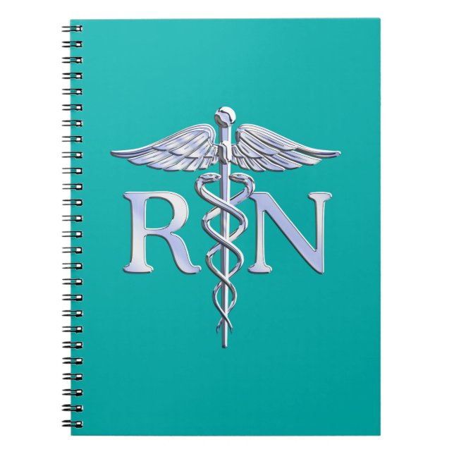 Carnet Infirmière inscrite RN Stylish Caduceus sur Turquo (Devant)