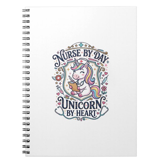Carnet Infirmière Licorne de Jour Licorne de Coeur Fond B (Devant)
