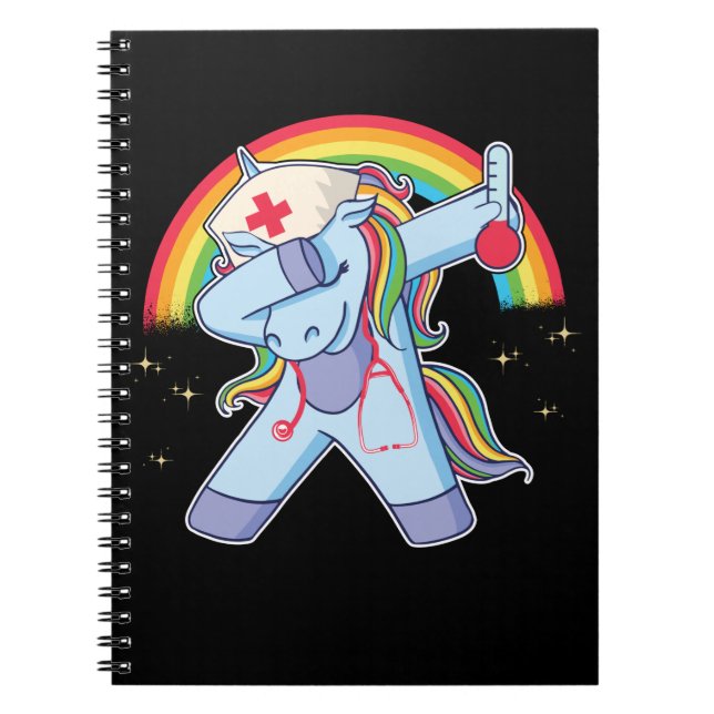 Carnet Infirmière magique Unicorne arc-en-ciel Stethoscop (Devant)