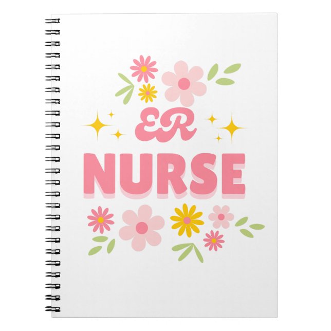 Carnet Infirmière Urgences Fleur Rétro (Devant)