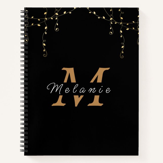 Carnet Initiale Black & Gold personnalisée (Devant)