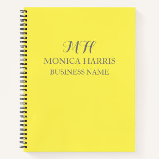 Carnet Initiale de monogramme jaune professionnel affaire