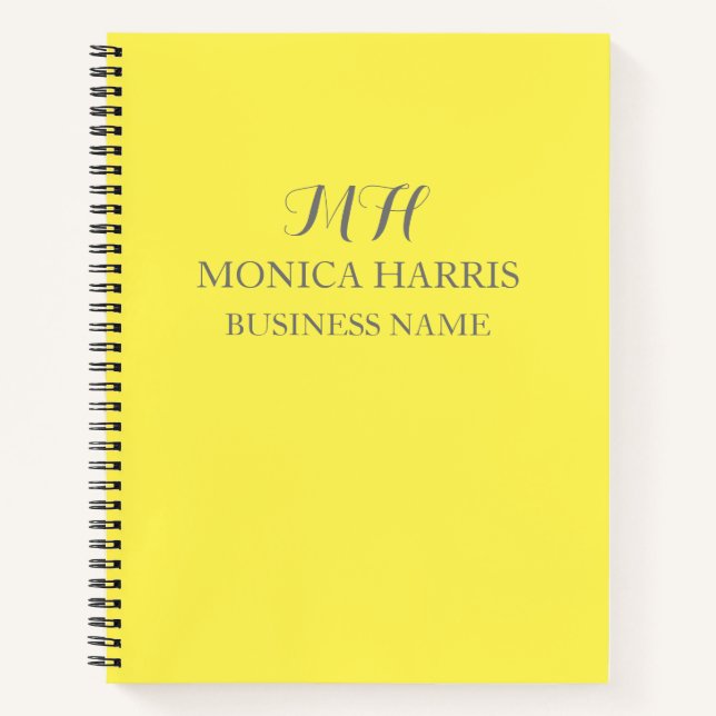 Carnet Initiale de monogramme jaune professionnel affaire (Devant)