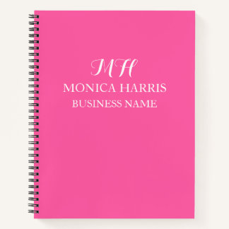 Carnet Initiale de monogramme rose professionnelle pour l