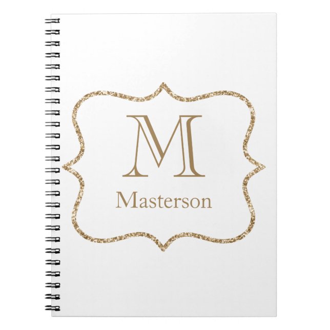 Carnet Initiale Monogramme Or Nom Or Blanc Tendance (Devant)
