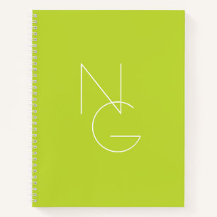 Carnet Initiales de chevauchement modernes 2 Lime vert