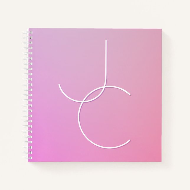Carnet Initiales de chevauchement modernes 2 | Ombre rose (Devant)
