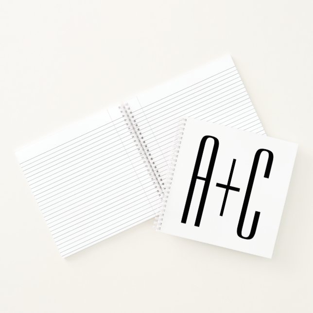 Carnet Initiales de couples modernes élégants | Blanc et  (Intérieur)