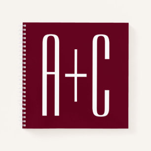 Carnet Initiales de couples simples Blanc et bordeaux