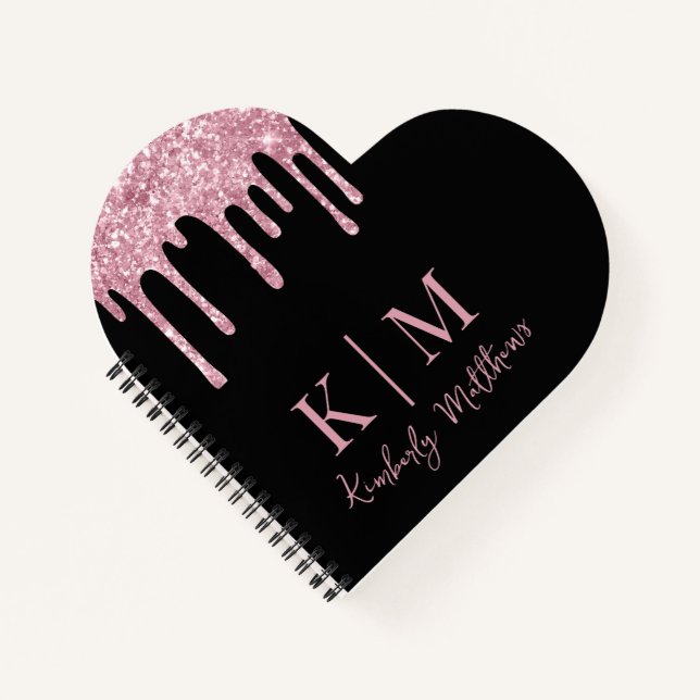 Carnet Initiales de monogramme de Parties scintillant ros (Devant)