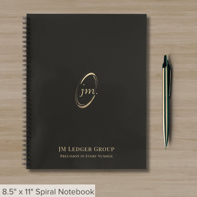 Carnet Initiales de monogramme noir et or professionnelle (Créateur téléchargé)