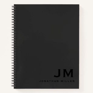 Carnet Initiales de monogramme noir professionnel