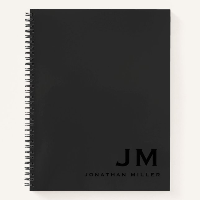 Carnet Initiales de monogramme noir professionnel (Devant)