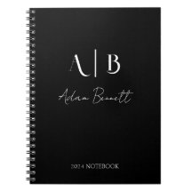 Initiales de monogramme personnalisé moderne noir