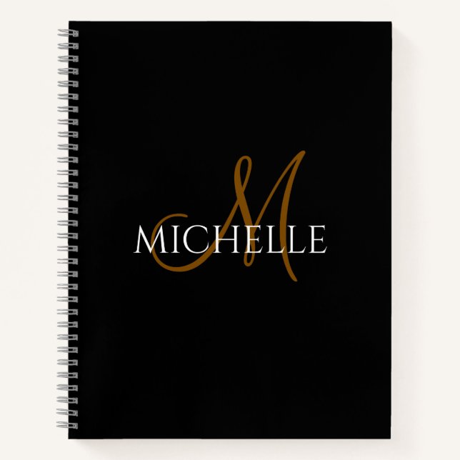 Carnet initiales de monogramme personnalisées noir & blan (Devant)