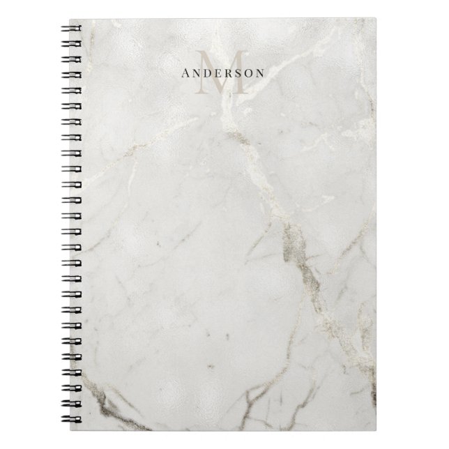 Carnet initiales doubles en marbre perle (Devant)