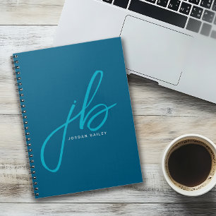 Carnet Initiales et nom du monogramme de script élégant b