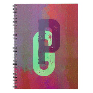 Carnet Initiales Monogramme Art Grunge Funky Violet Vert