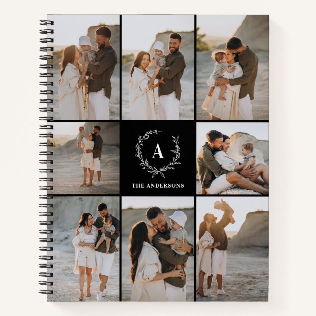 Carnet Initiales personnalisées Élégant Monogramme photo  (Devant)