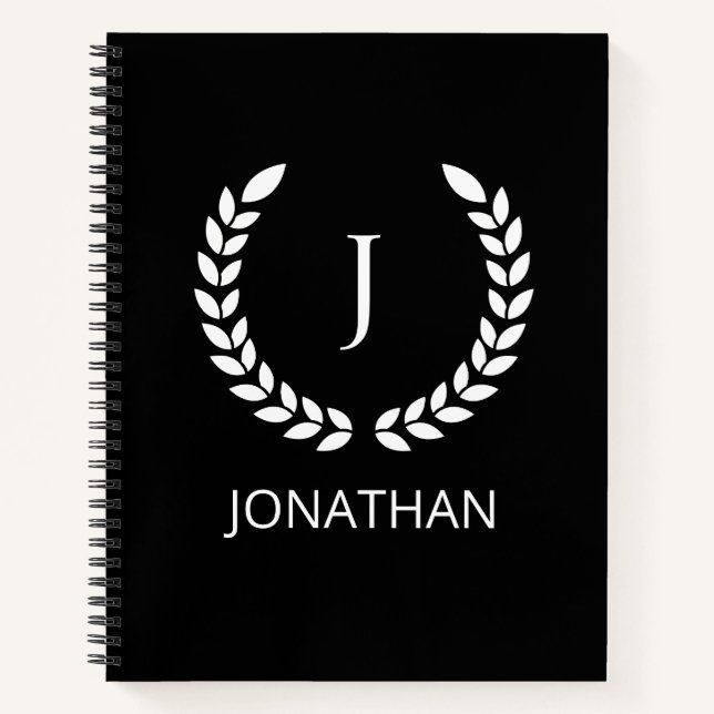 Carnet Initiales personnalisées en noir et blanc (Devant)