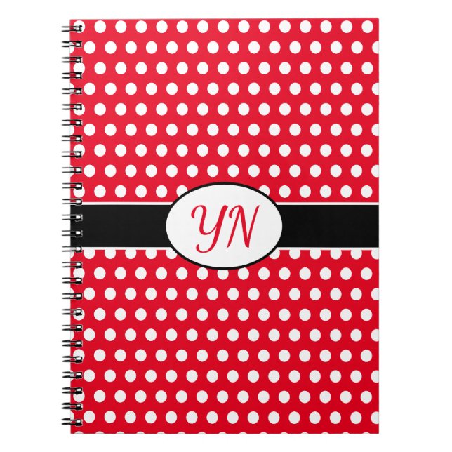 Carnet Initiales personnalisées Point Polka (Devant)