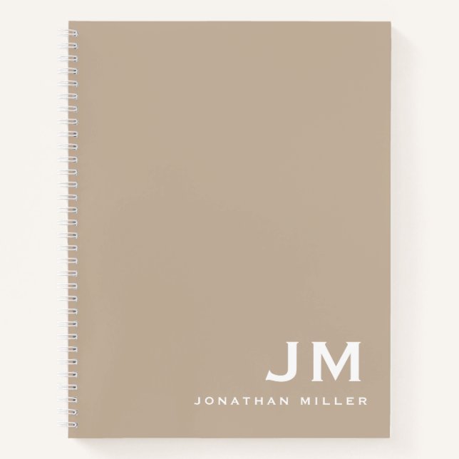 Carnet Initiales pour monogramme blanc beige professionne (Devant)