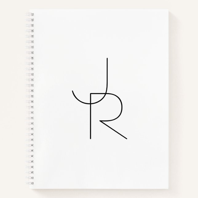 Carnet Initiales superposées Modern 2 | Noir sur Blanc (Devant)