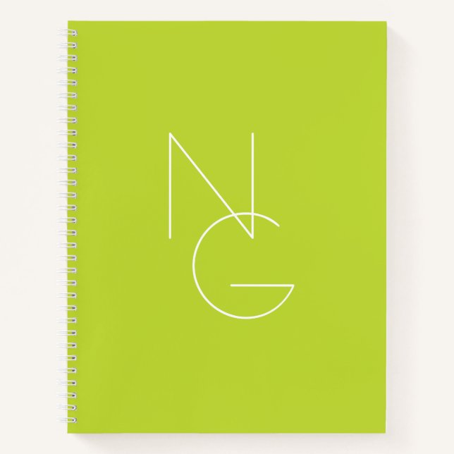Carnet Initiales superposées Modernes 2 | Vert Citron (Devant)