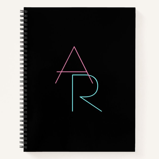 Carnet Initiales superposées modernes | Rose Turquoise No (Devant)