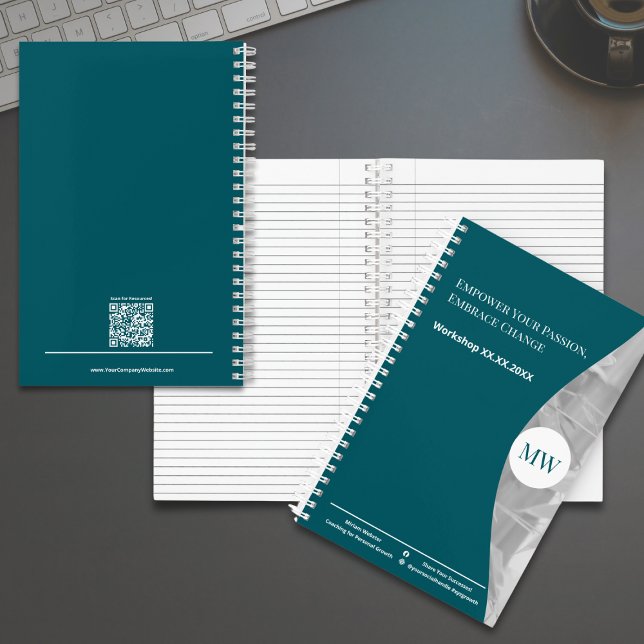 Carnet Initiales Turquoise Autoriser votre passion Embras (Initials Teal Empower Your Passion Embrace Change Notebook)