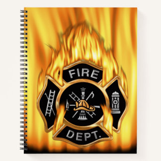 Carnet Insigne de pompier en or flammé