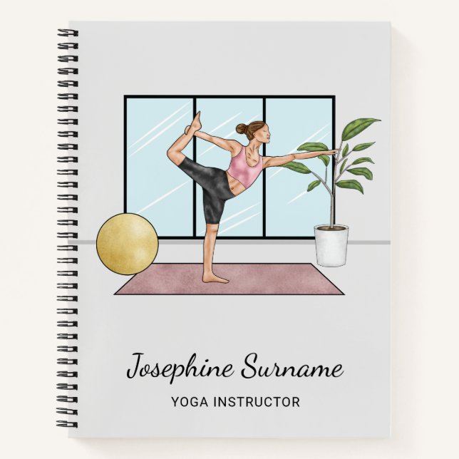 Carnet Instructrice de yoga Danseuse Pose Formatrice Nom  (Devant)