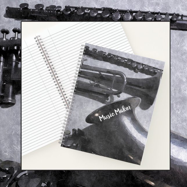 Carnet Instruments de musique gris argenté (Créateur téléchargé)