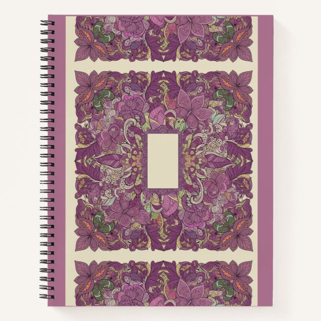 Carnet Intricate Amethyst Floral Mandala Notebook (Devant)