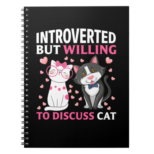 Carnet Introverted Mais Prêt À Discuter Du Chat (Devant)