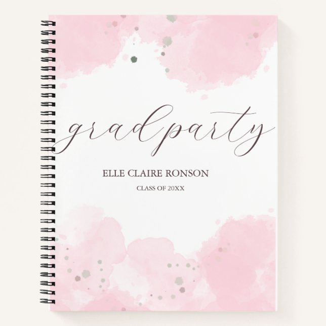 Carnet invitation à la fête de graduation rose Elegance (Devant)