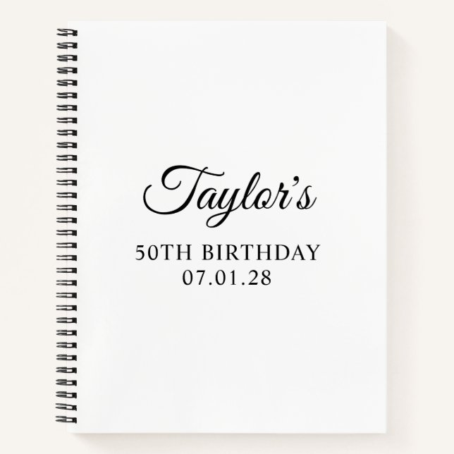 Carnet Invité d'anniversaire 50 ans Elegant Script (Devant)