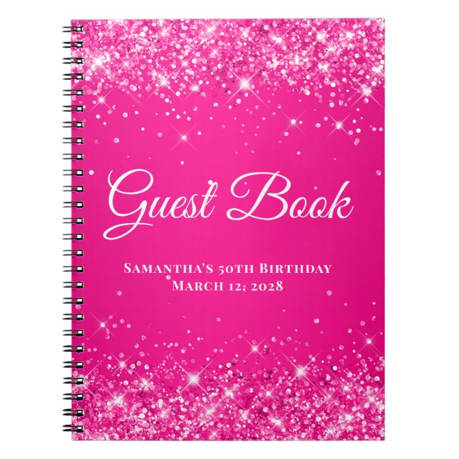 Carnet Invité de fête d'anniversaire ombré rose chaud pai (Devant)