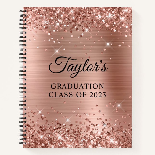 Carnet Invité de graduation du Rose Gold Foil Glittery (Devant)