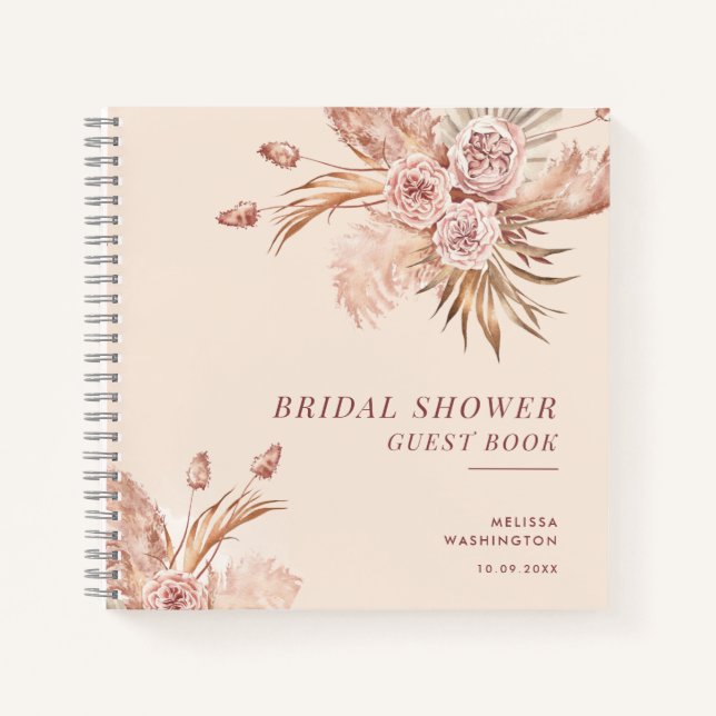 Carnet Invité de la douche de mariée botanique à l'herbe  (Devant)