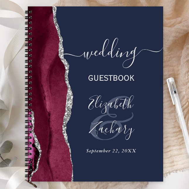 Carnet Invité de mariage Bourguignon Agate Navy Blue (Créateur téléchargé)