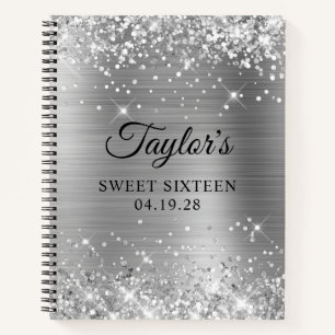 Carnet Invité de Sweet Sixteen Argent Pailleté