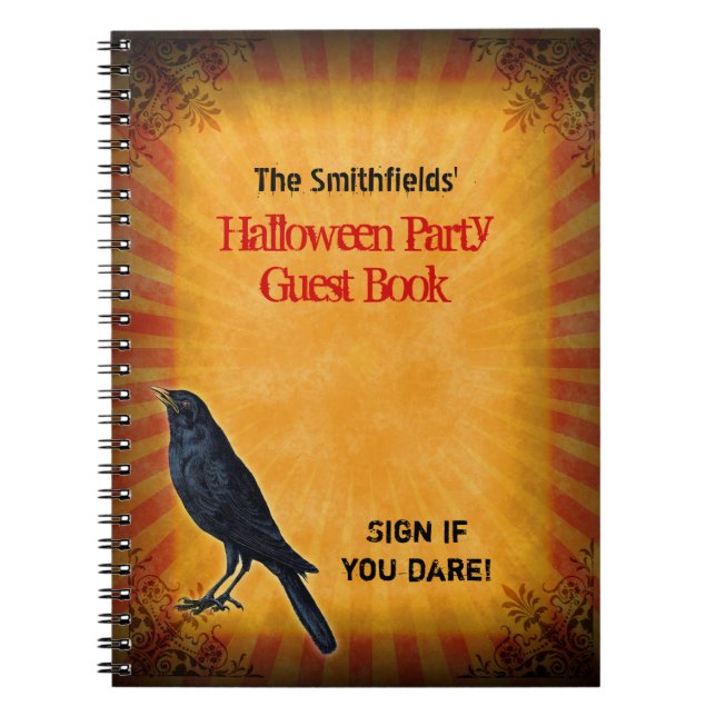 Carnet Invité gothique de Raven de partie de Halloween (Devant)