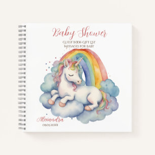 Carnet Invité Liste de cadeaux Bébé Unicorn Girl Baby sho