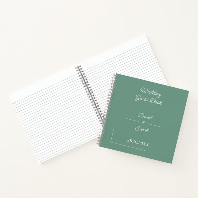 Carnet Invité Mariage vert simple (Intérieur)