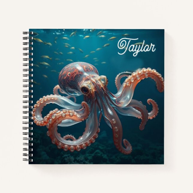 Carnet Iridescent Glass Octopus Art | Personalized (Devant)