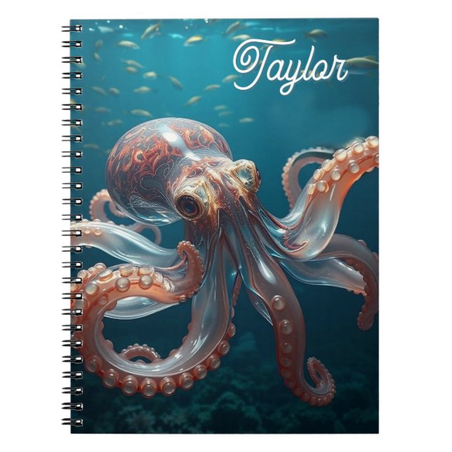 Carnet Iridescent Glass Octopus Art | Personalized (Devant)
