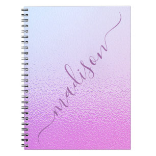 Carnet Iridescente Girly rose Shimmer Nom personnalisé