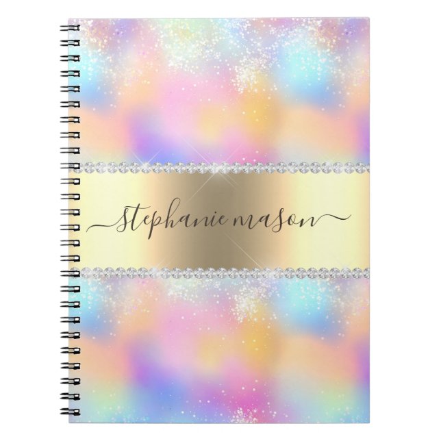 Carnet Iridescente Holographie Parties scintillant Diaman (Devant)