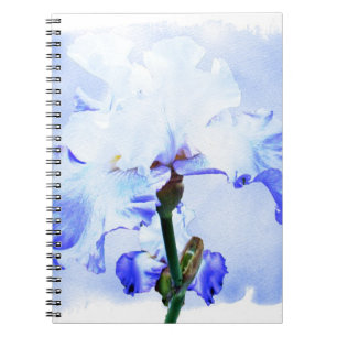 Carnet Iris Arborés - Bleu Et Blanc